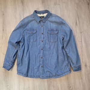Lee Denim Mens Work Layering Snap Shirt Sherpa Lined Jacket Size XXL